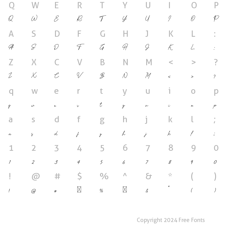 Character Map of Qardenia Regular