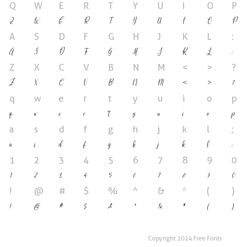 Character Map of Qayla Italic