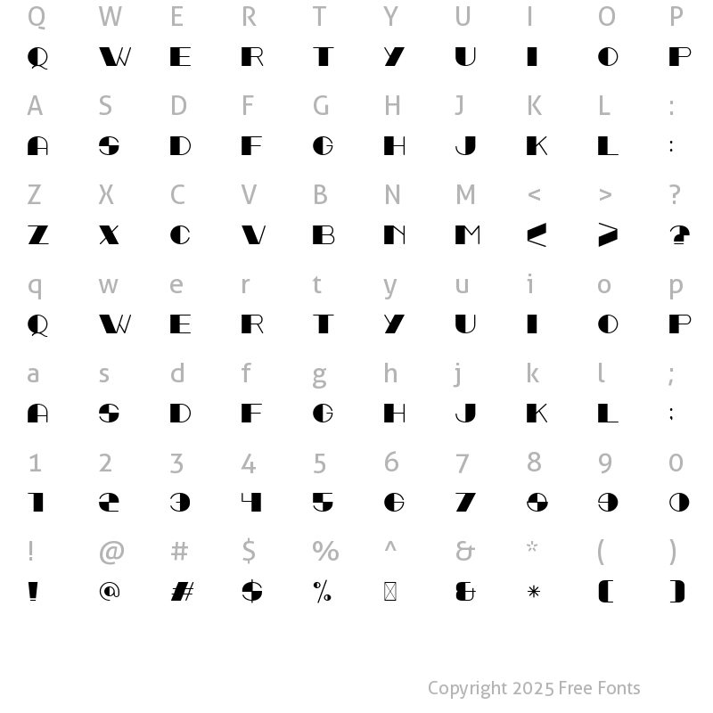 Character Map of Qhitela Cruzh Regular