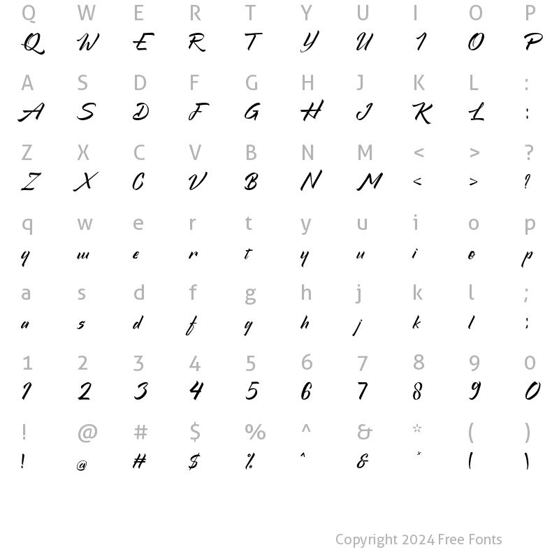 Character Map of Qistty Regular