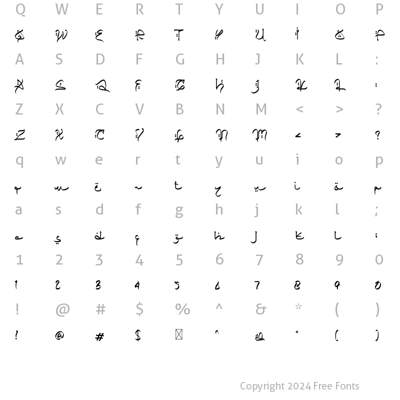 Character Map of Qiyamu Ramadhan Regular