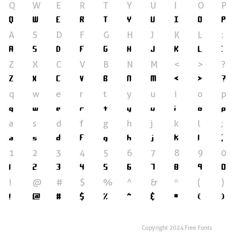 Character Map of Qlumpy BRK Regular