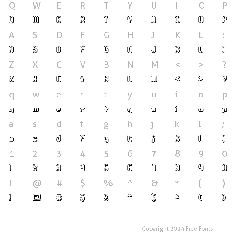 Character Map of Qlumpy Shadow (BRK) Regular