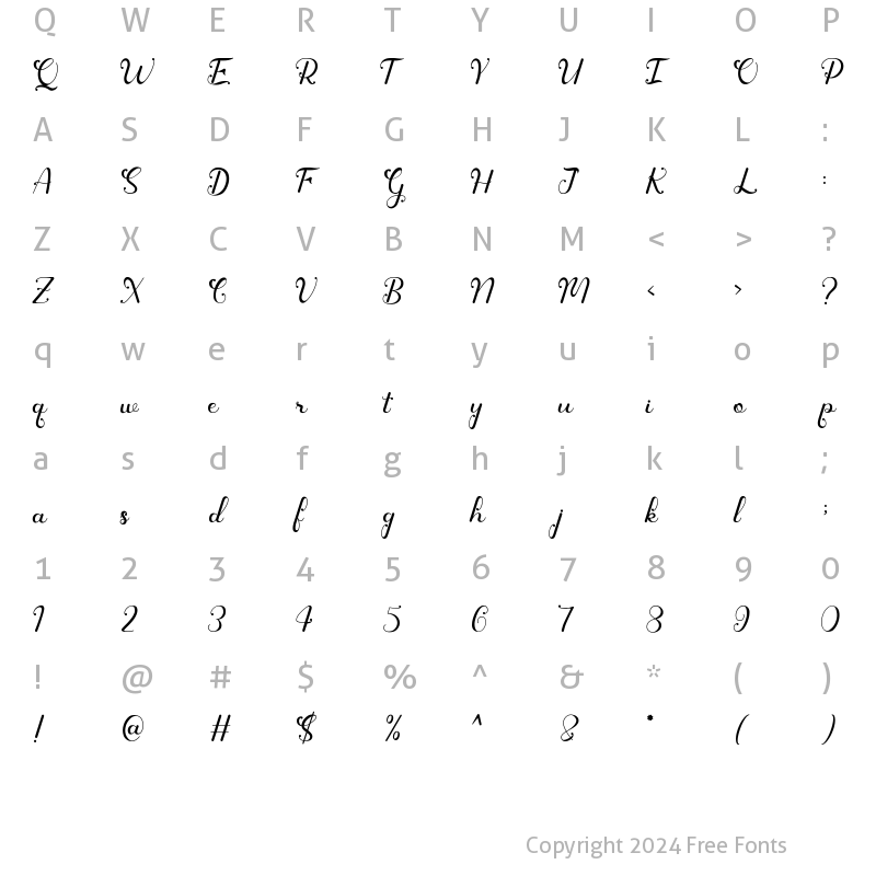 Character Map of Qonitya Regular