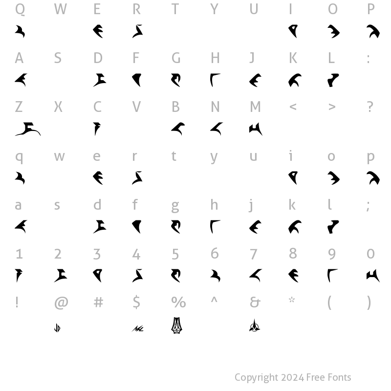 Character Map of Qo'noS Bold