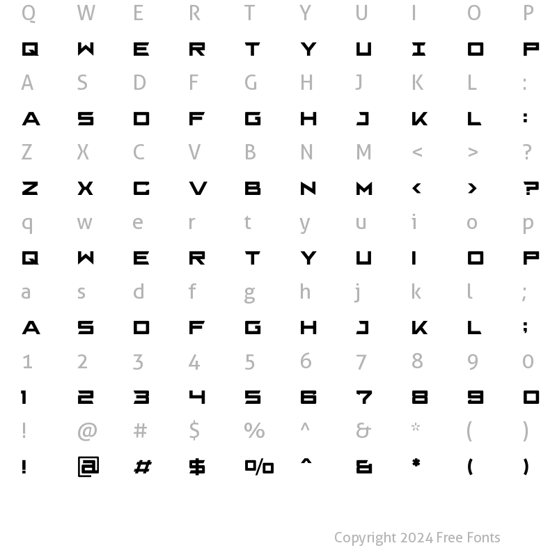 Character Map of Qore Regular