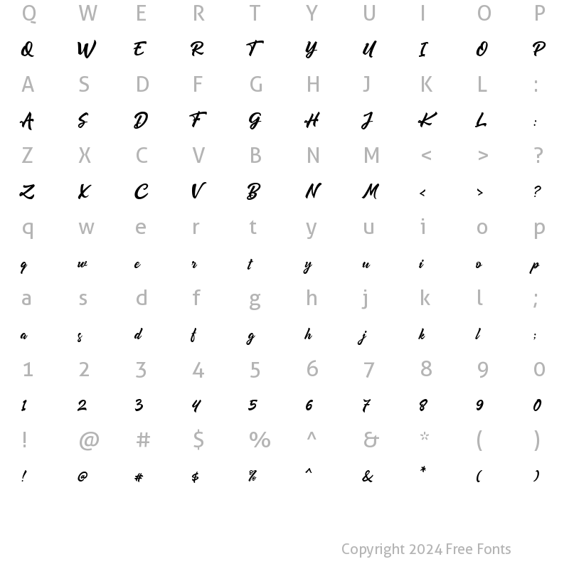 Character Map of Qrayolla Script Regular