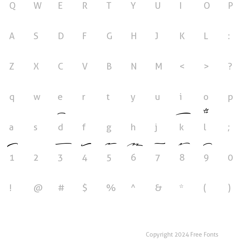 Character Map of Qrayolla Script Swashes Regular