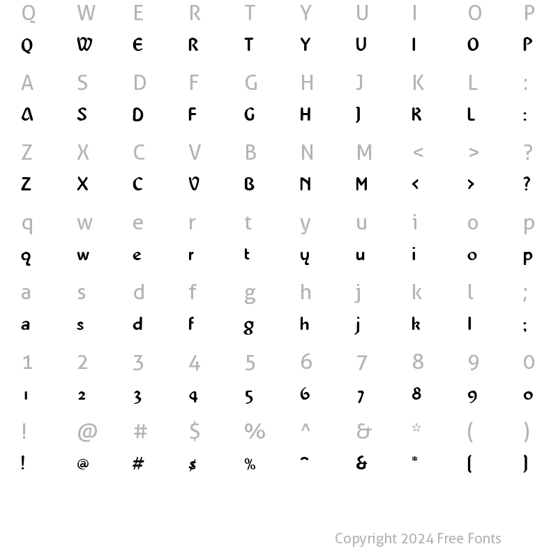 Character Map of QTAbbie Regular