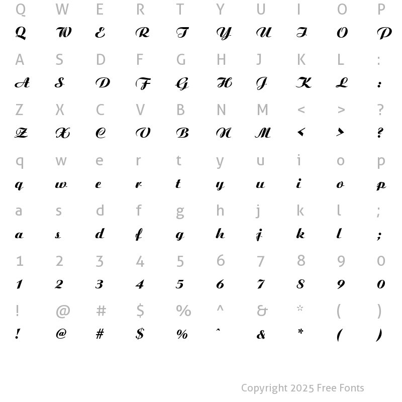 Character Map of QTArtiston Regular