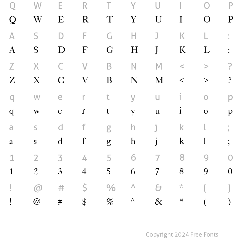 Character Map of QTCaslan Regular