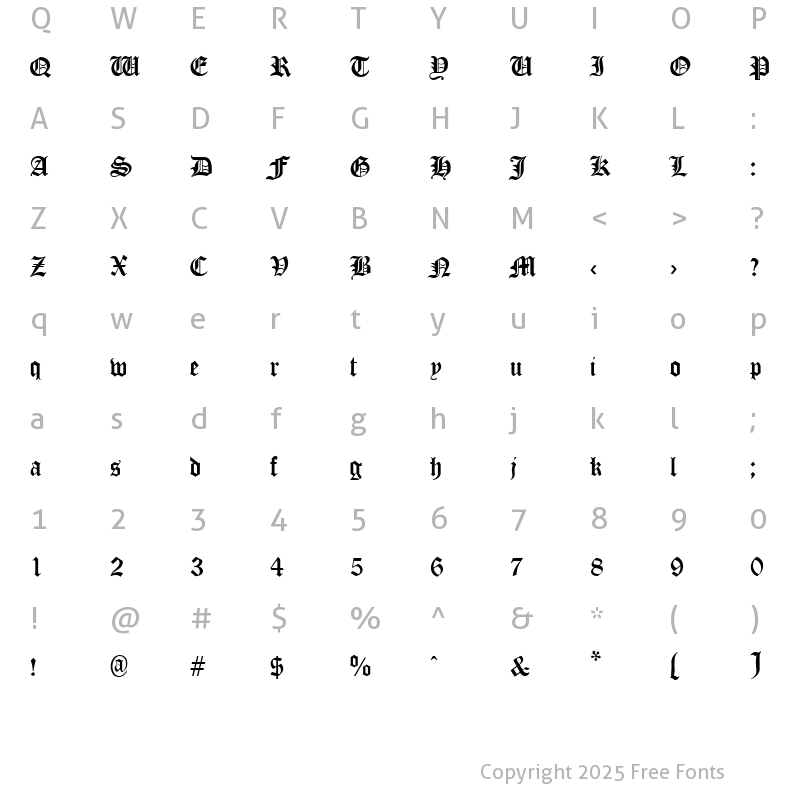 Character Map of QTCloisteredMonk Regular