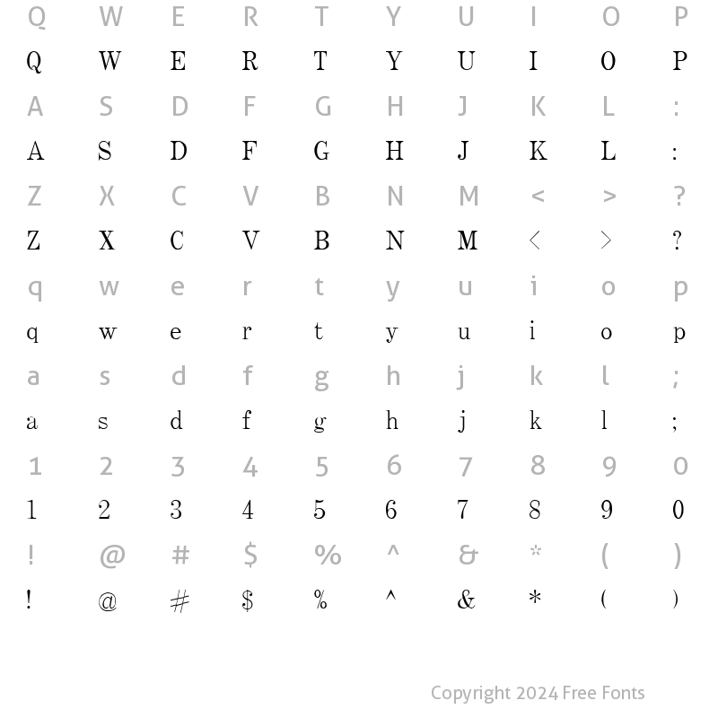 Character Map of QTCraigetype Regular