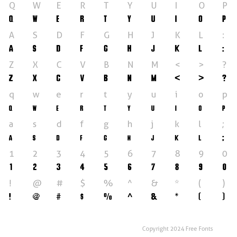 Character Map of QTDeuce Regular