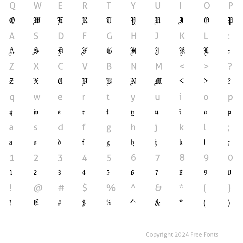 Character Map of QTLinoscroll Regular