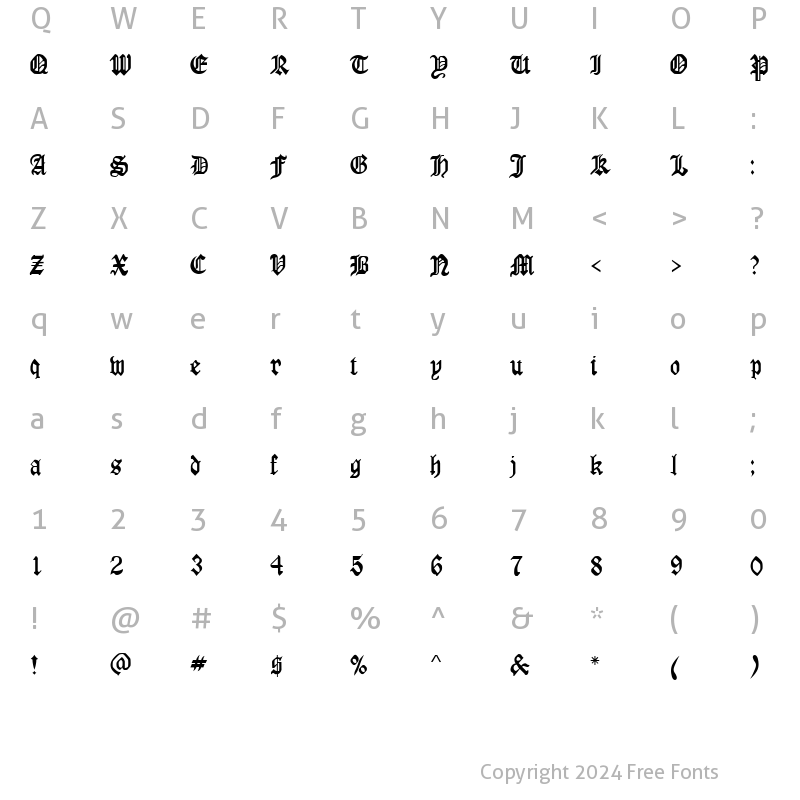 Character Map of QTLondonScroll Regular