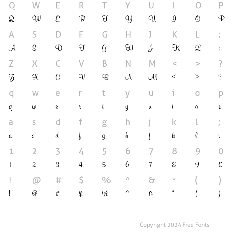 Character Map of QTMerryScript Regular