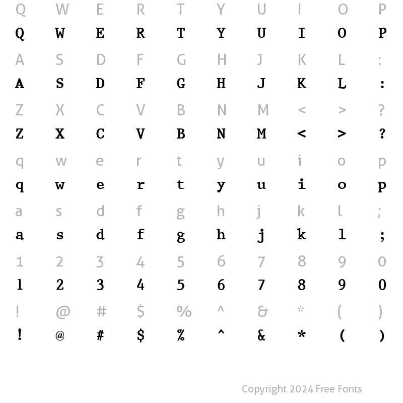 Character Map of QTPristine Bold