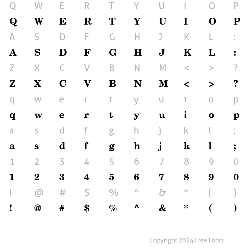 Character Map of QTSchoolCentury Bold