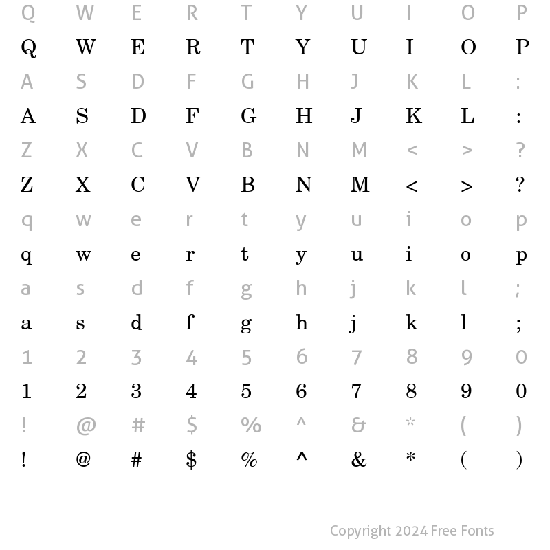 Character Map of QTSchoolCentury Regular