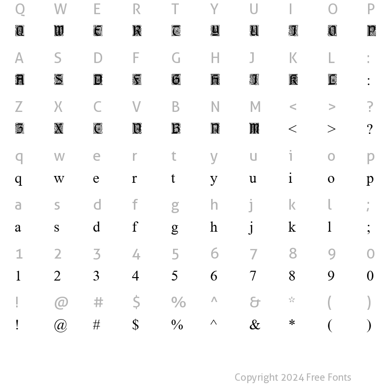 Character Map of QTStoryTimeCaps Regular