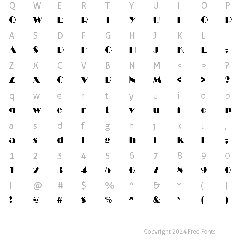 Character Map of QTTheatre Regular