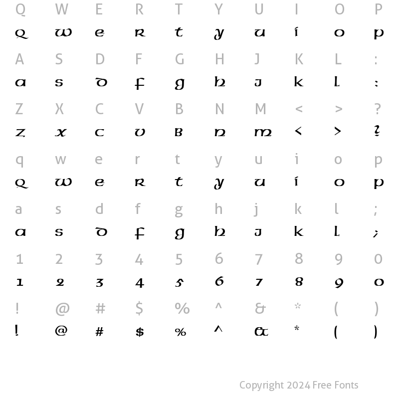 Character Map of QTUSA-Uncial Regular