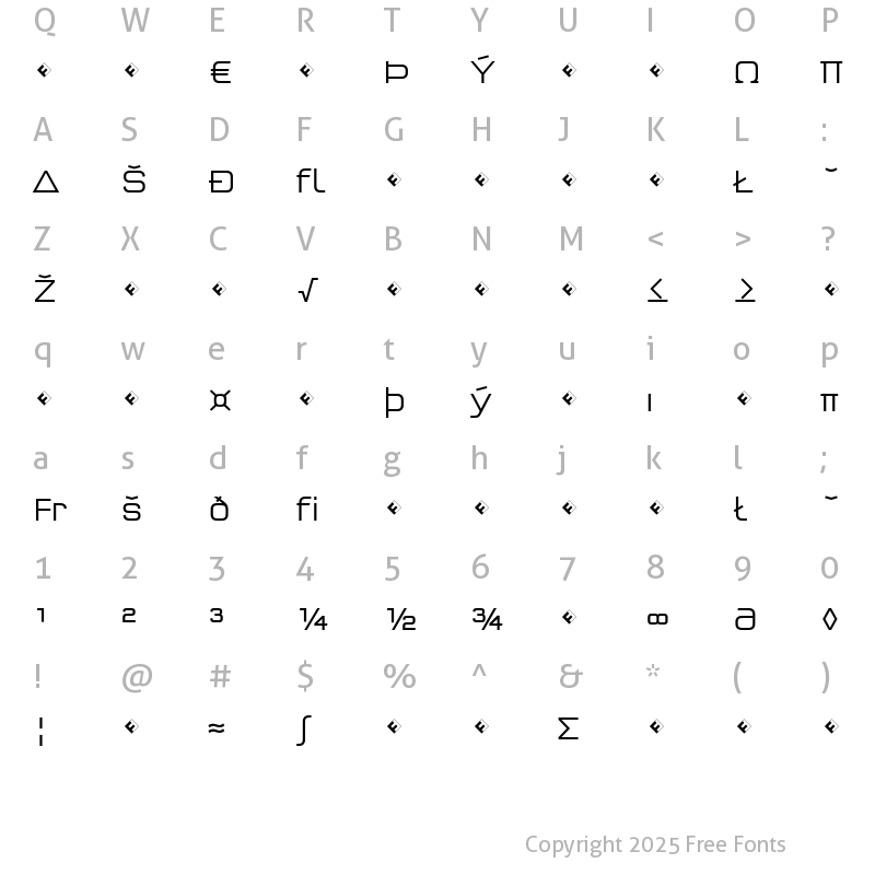 Character Map of QTypeSquare-LightExpert Regular