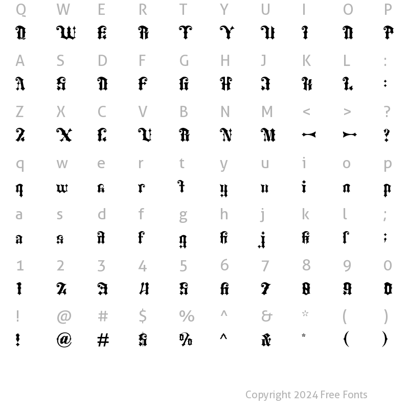 Character Map of Quacko Mahaka Regular