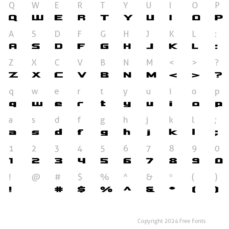 Character Map of Quadrang Regular