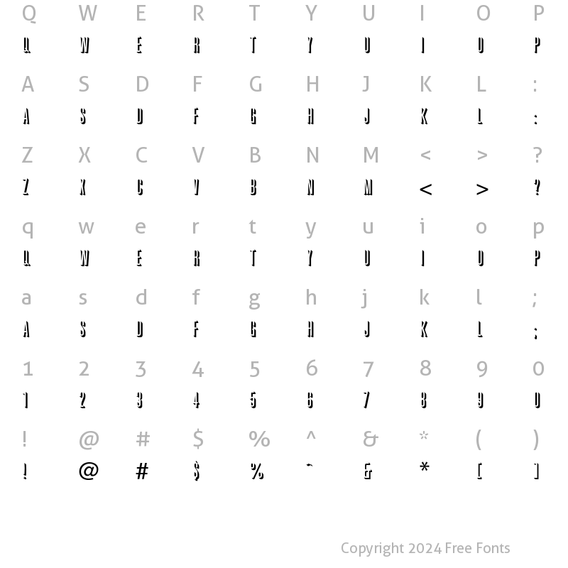 Character Map of Quadrille Shadow Shadow