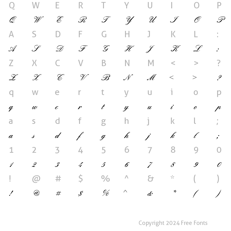 Character Map of QuadrilleScriptBlackSSK Regular