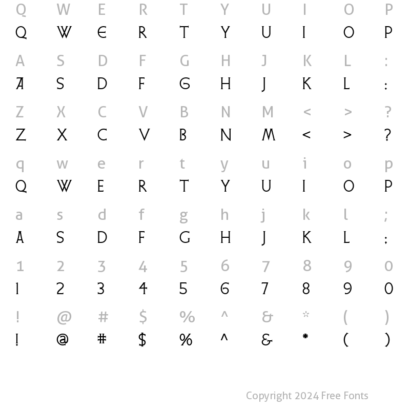 Character Map of Quadrivium NF Regular