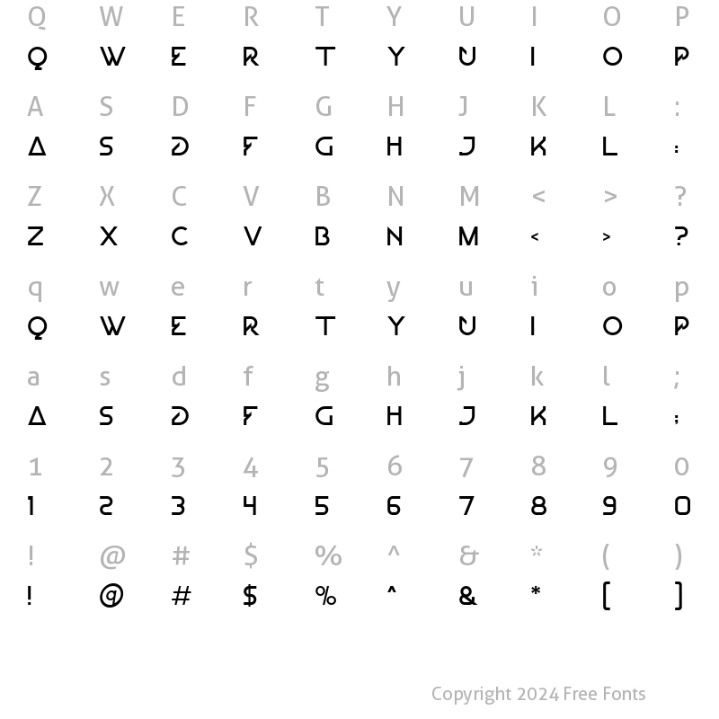 Character Map of QUADRON Regular