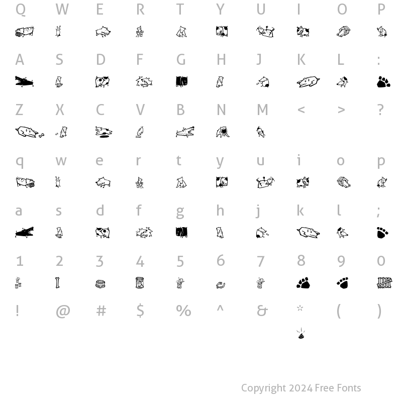 Character Map of QuadruPetsEF Dogs Regular