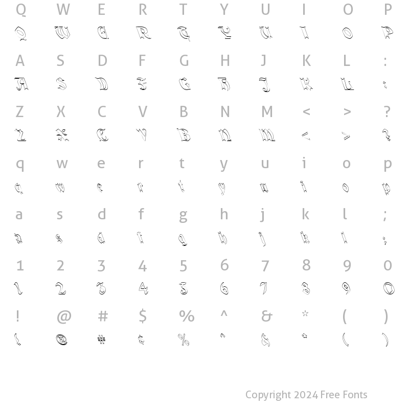 Character Map of QuaelGothicHollowLefty Regular