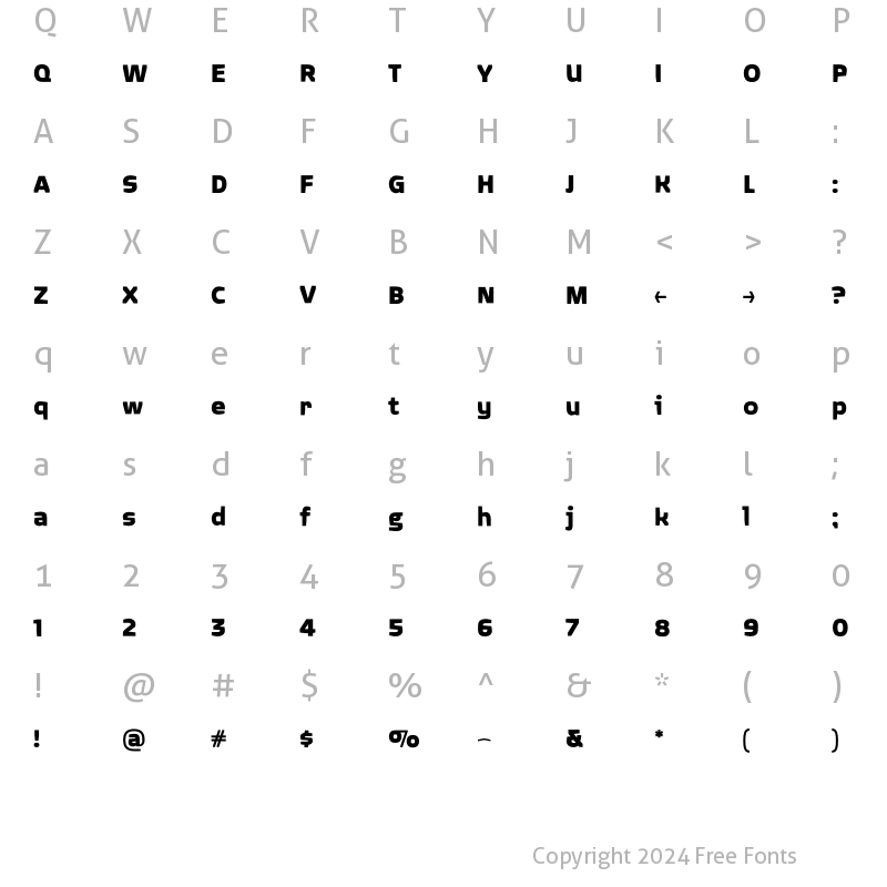 Character Map of Quagmire Bold