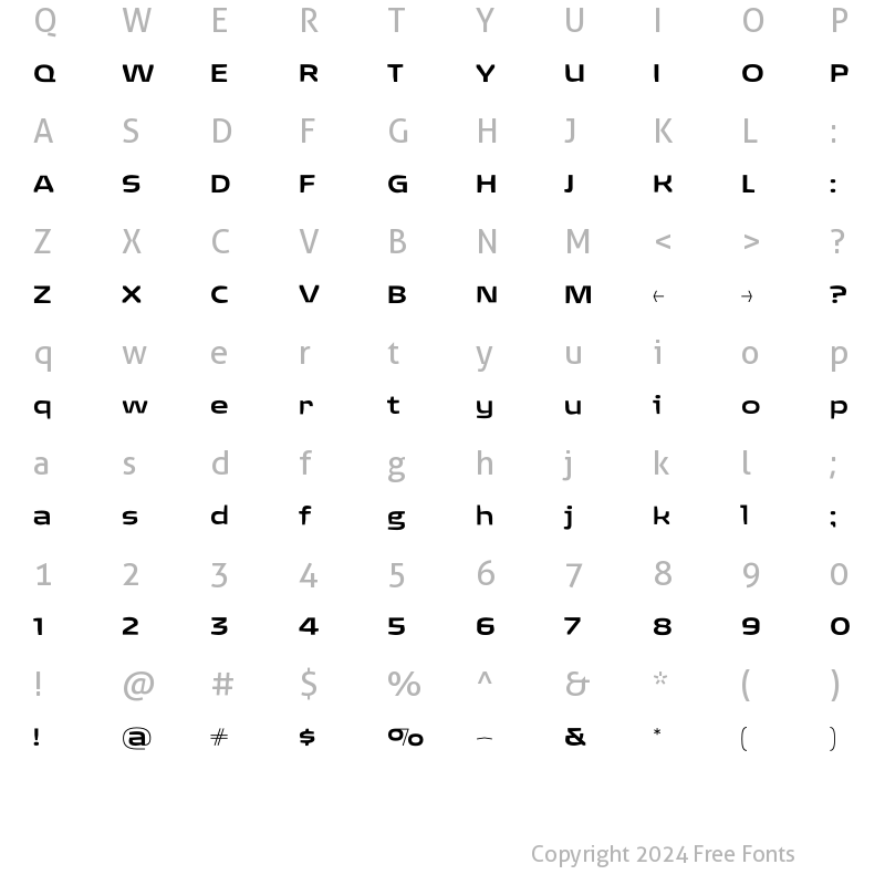 Character Map of Quagmire Extended Medium