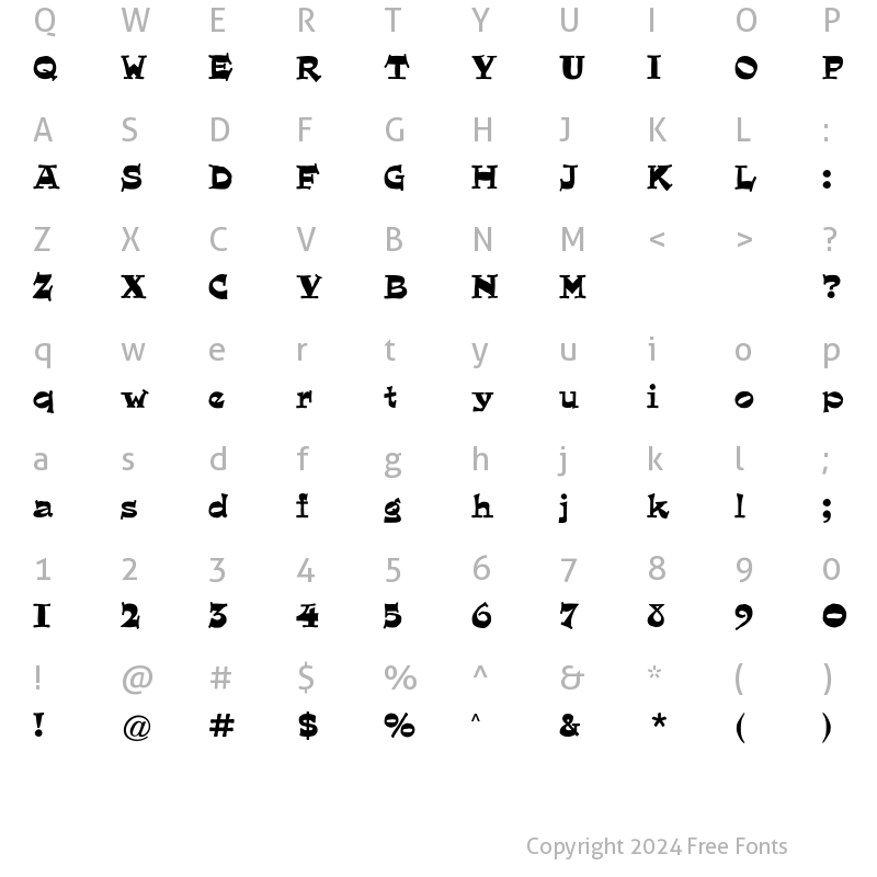 Character Map of Quaint Roman CG Regular