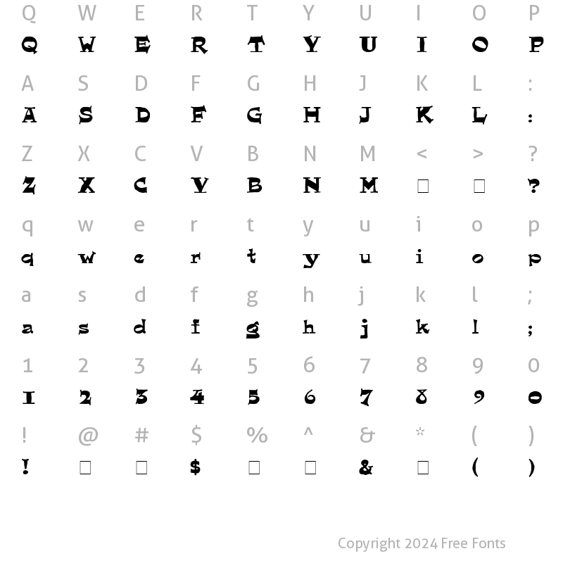 Character Map of Quainte Regular