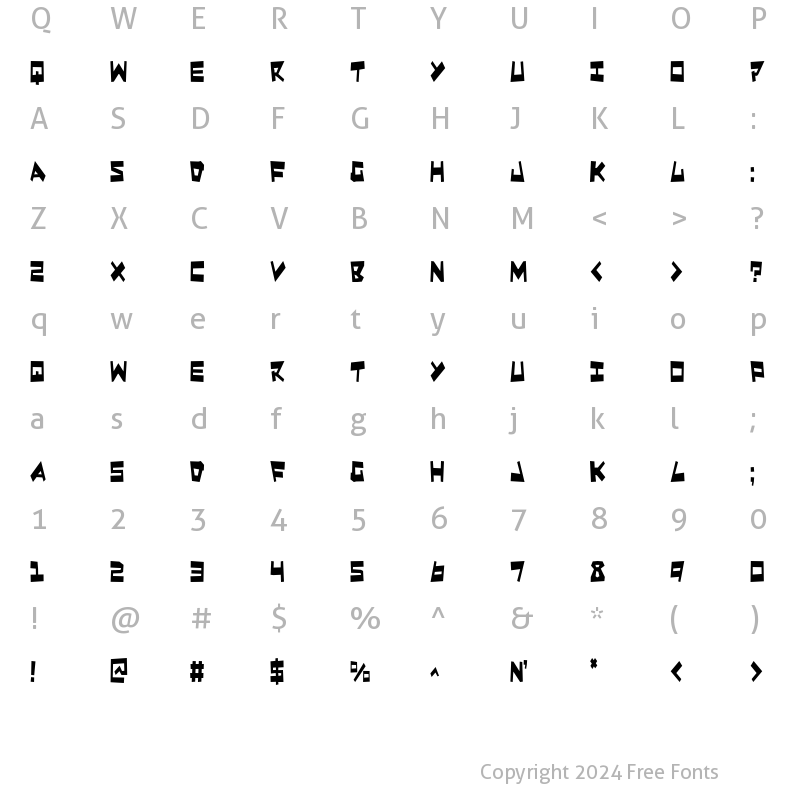 Character Map of Quake & Shake Condensed Condensed