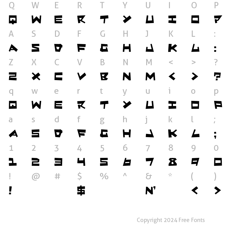 Character Map of Quake & Shake Regular