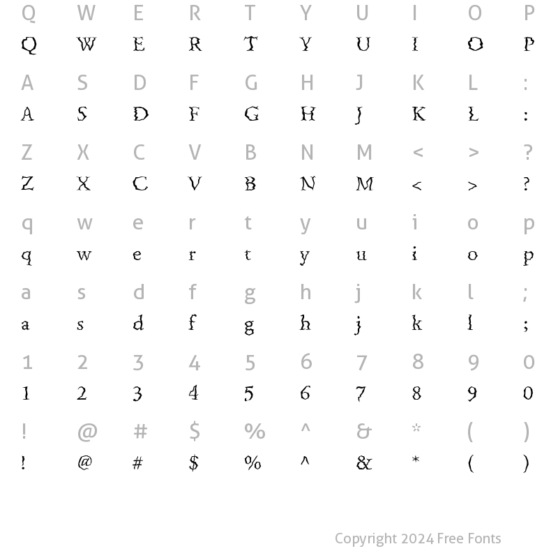 Character Map of Quake Std Regular