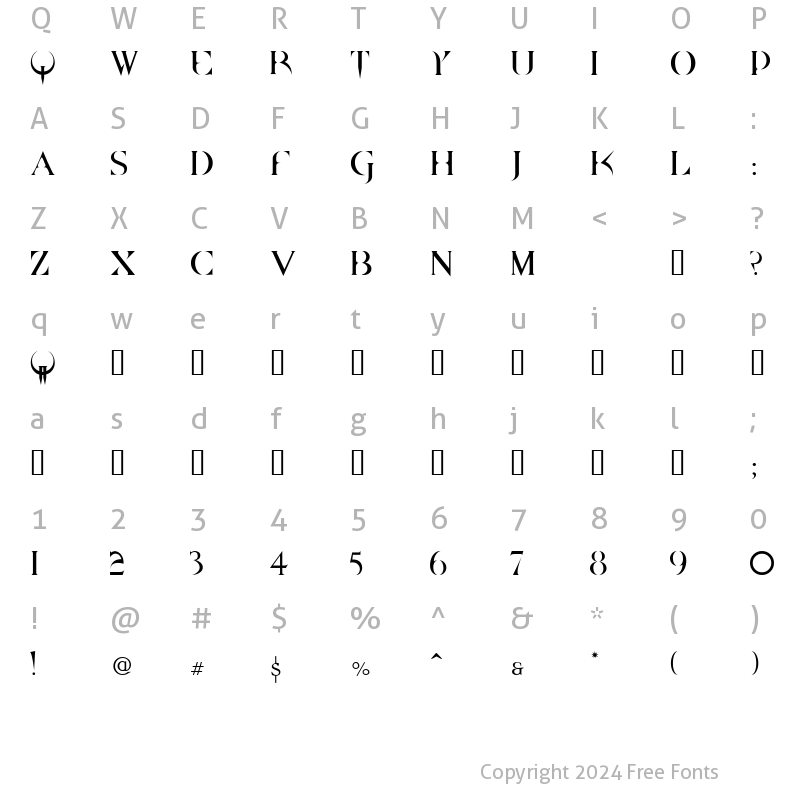 Character Map of QUAKE2 Regular