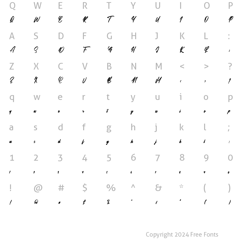 Character Map of Qualiga Regular