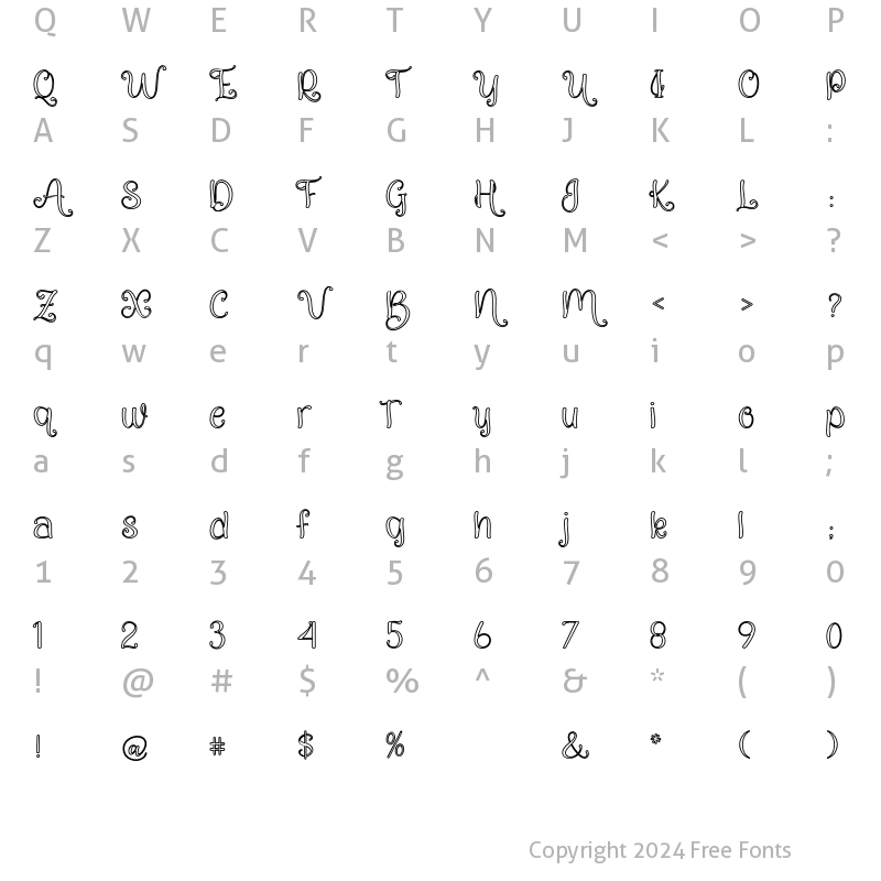 Character Map of Quality Capcay Black Line Regular