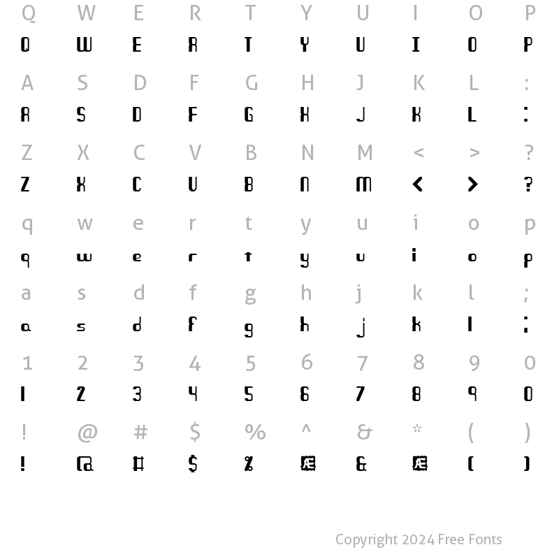 Character Map of Quandary BRK Regular