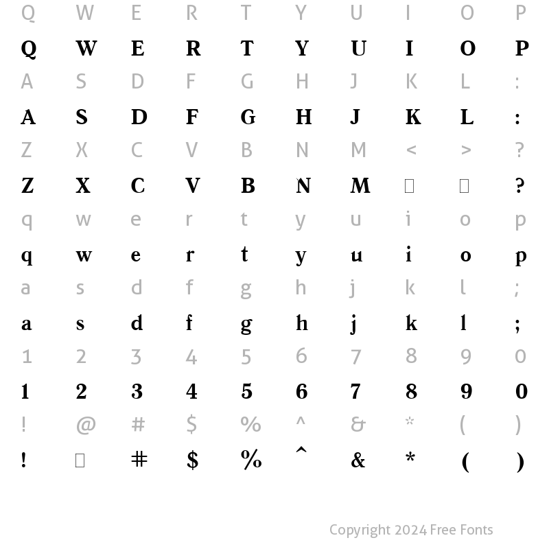 Character Map of Quant Antiqua Bold