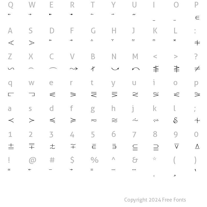 Character Map of Quanta Pi One SSi Regular