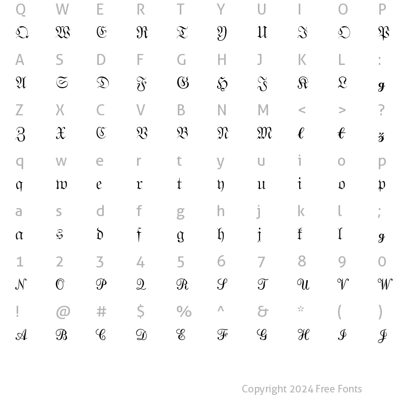 Character Map of Quanta Pi Six SSi Regular